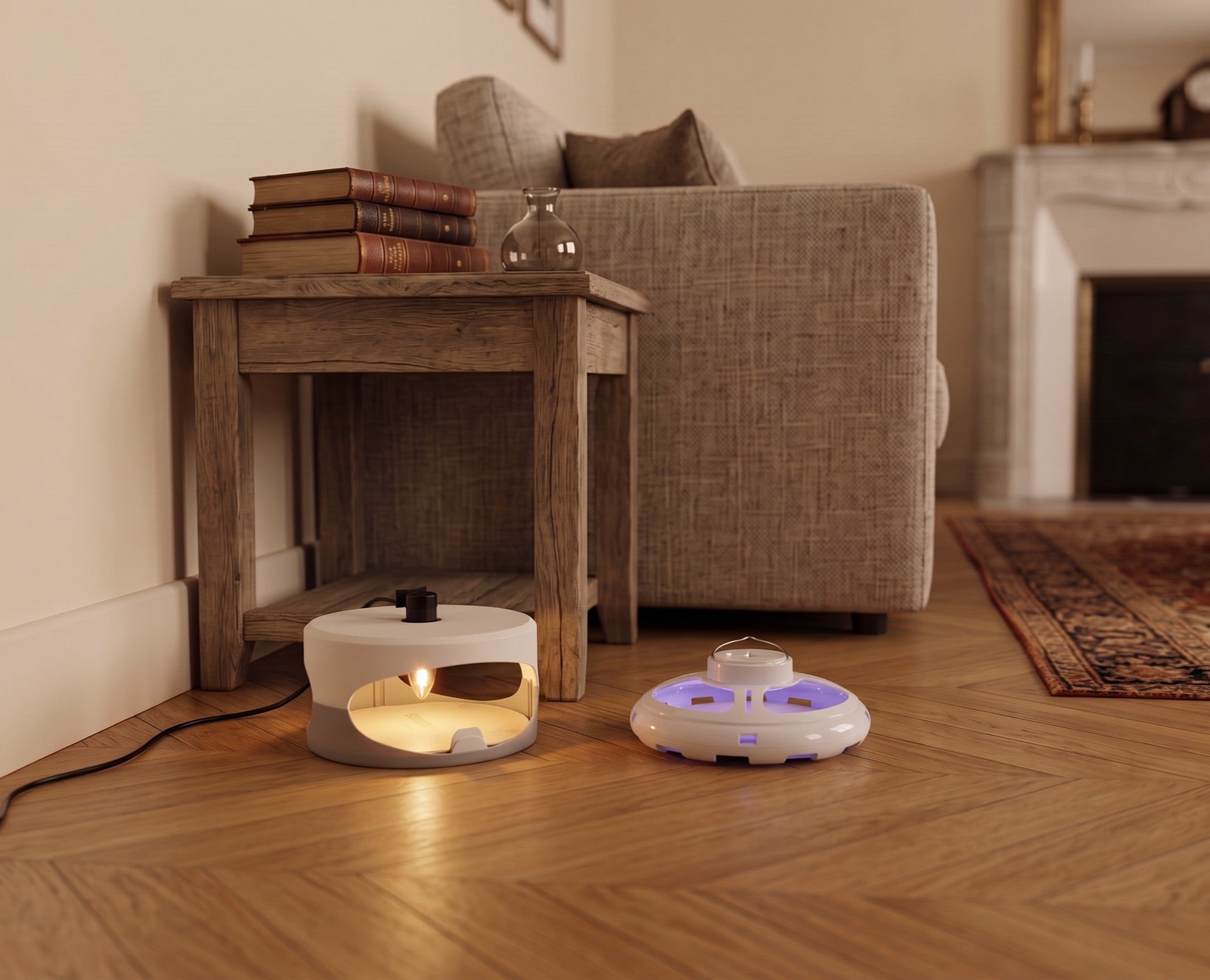 Eradikpuces, piège lumineux posé dans un salon